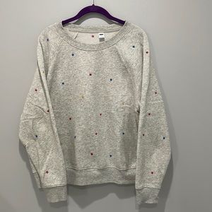 Old navy size large gray sweatshirt with stars embroidered.